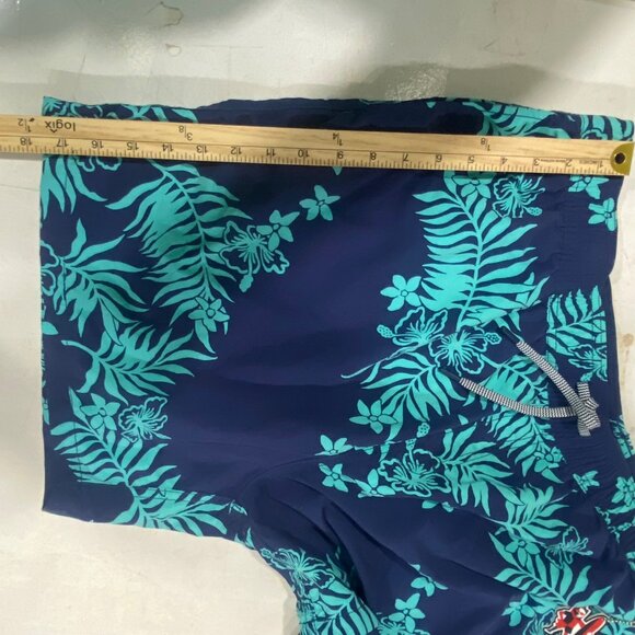 Reyn Spooner Mens Tropical Floral Swim Trunks 2XL Blue & Green Drawstring Stretc - Picture 10 of 13